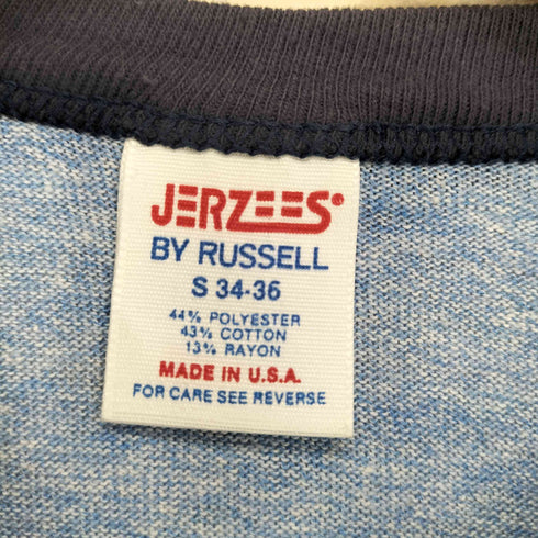 ジャージーズ JERZEES BY RUSSELL 80s USA製 両面プリントリンガーTシャツ レディース S
