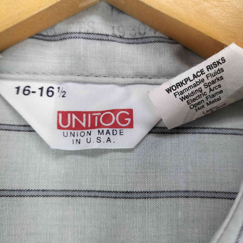 ユニトグ Unitog 80-90s USA製 フロントワッペンストライプシャツ メンズ 16-16 1/2