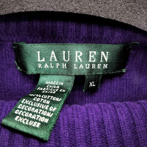 ローレンラルフローレン LAUREN RALPH LAUREN タートルネック リブ コットンニット セーター レディース XL