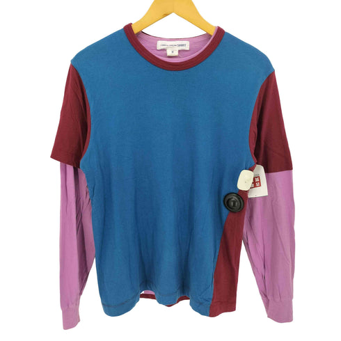 コムデギャルソンシャツ COMME des GARCONS SHIRT クレイジーパターン フェイクレイヤード マルチカラーカットソー メンズ M