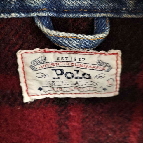 ポロラルフローレン POLO RALPH LAUREN 白タグ 裏起毛 デニムジャケット メンズ import:L