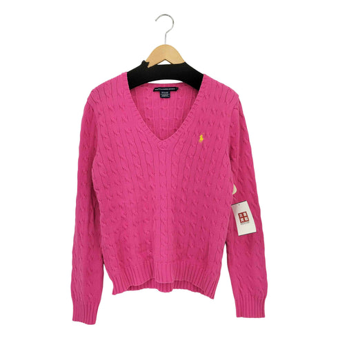 ラルフローレンスポーツ RALPH LAUREN SPORT ポニー刺繍 コットン Vネックケーブルニットセーター レディース XL