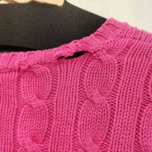 ラルフローレンスポーツ RALPH LAUREN SPORT ポニー刺繍 コットン Vネックケーブルニットセーター レディース XL