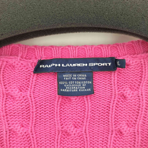 ラルフローレンスポーツ RALPH LAUREN SPORT ポニー刺繍 コットン Vネックケーブルニットセーター レディース XL