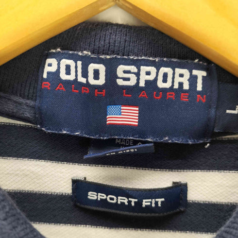 ポロスポーツラルフローレン POLO SPORT RALPH LAUREN 90S USA製 SPORT FIT スポーツ フィット ポニー刺繍 ボーダー 半袖 ポロシャツ メンズ import:L