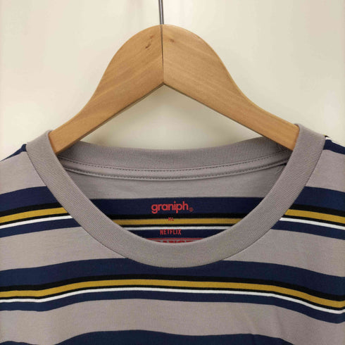 グラニフ graniph ボーダー柄 ムービー刺しゅうTシャツ メンズ JPN:XL