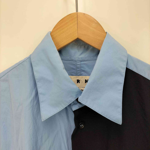 マルニ MARNI 22SS カラーブロックトロピカルウールシャツ メンズ JPN:46