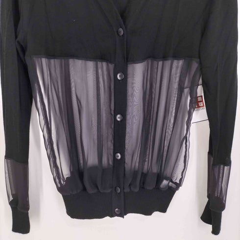 ミー イッセイミヤケ me ISSEY MIYAKE シアー切替 レーヨン混 アクリル カーディガン レディース