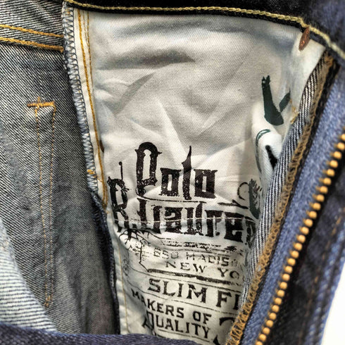 ポロラルフローレン POLO RALPH LAUREN インディゴ ジップフライ テーパード デニム パンツ 黒カン メンズ 30×32
