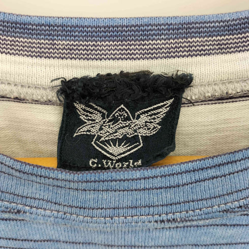 C.World ボーダー柄 クルーネック半袖Tシャツ カットソー Y2K メンズ