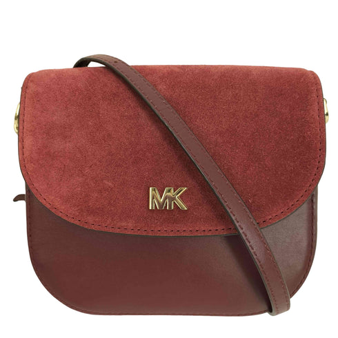 マイケルコース Michael Kors Mott Leather and Suede Saddle Bag モットレザー スウェード サドル バッグ ショルダー バッグ レディース