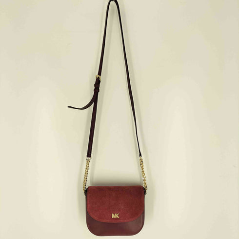 マイケルコース Michael Kors Mott Leather and Suede Saddle Bag モットレザー スウェード サドル バッグ ショルダー バッグ レディース