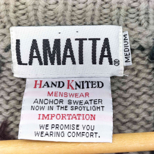 LAMATTA 総柄 編み込み クルーネックハンドニット メンズ M