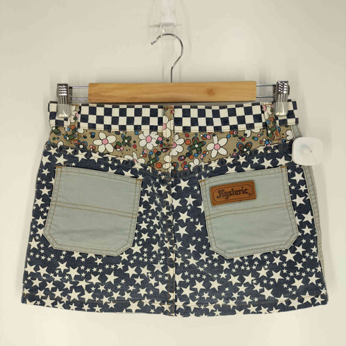 ヒステリックグラマー HYSTERIC GLAMOUR Y2K 星 チェッカー 花 パッチワーク デニムスカート レディース JPN:S