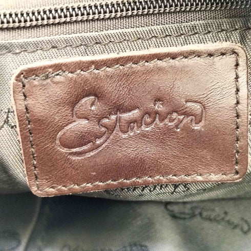 estacion ブロックチェック レザーリュックサック レディース
