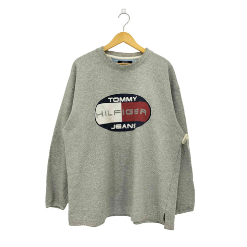 トミーヒルフィガージーンズ TOMMY HILFIGER JEANS USA製 フロントロゴ クルーネックスウェット トレーナー メンズ L