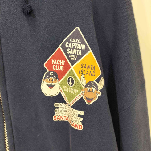 キャプテンスタッグ CAPTAIN STAG 両面プリント ジップパーカー 短丈 メンズ JPN:L