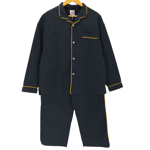 THE MOTT HOUSE TOKYO june pajama set navy quilting with yellow piping パジャマ セットアップ メンズ L