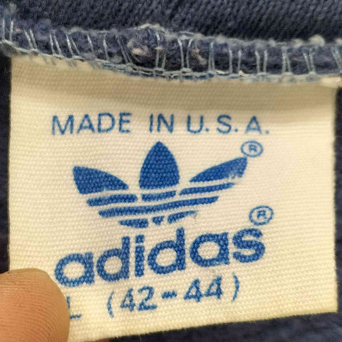 アディダス adidas 80S USA製 OLD トレフォイルロゴ 3ストライプ サイドライン ジップ フーディー パーカー メンズ import:L