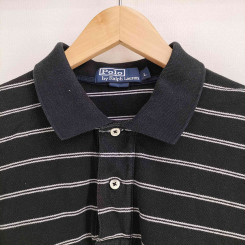ポロバイラルフローレン Polo by RALPH LAUREN 90s ポニー刺繍 鹿の子 ボーダー ポロシャツ メンズ import:L