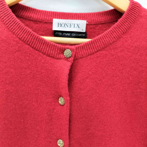 RONFIX PURE CASHMERE カシミヤ 100 金ボタン ニット カーディガン レディース import:L