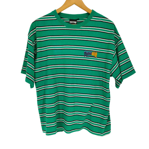 スラッシャー THRASHER フレイムロゴ刺繍ボーダーTシャツ メンズ S