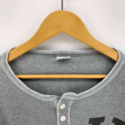 チャンピオン Champion 復刻 トリコタグ ヘンリーネック サーマル カットソー 染み込みプリント 猫目ボタン メンズ import:M