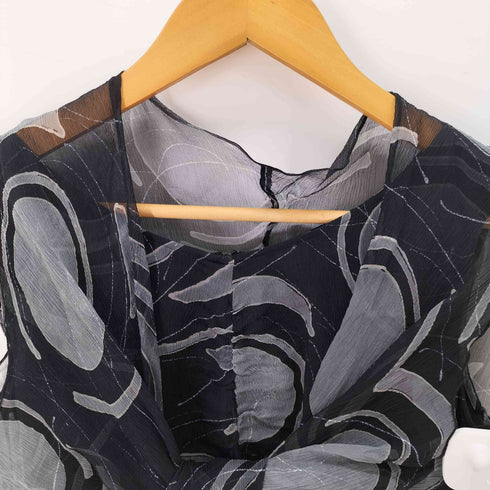 バジーレヴェントット BASILE28 シルク100 SILK100 総柄ギャザーデザイン ノースリーブワンピース レディース 40
