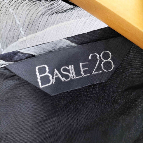 バジーレヴェントット BASILE28 シルク100 SILK100 総柄ギャザーデザイン ノースリーブワンピース レディース 40