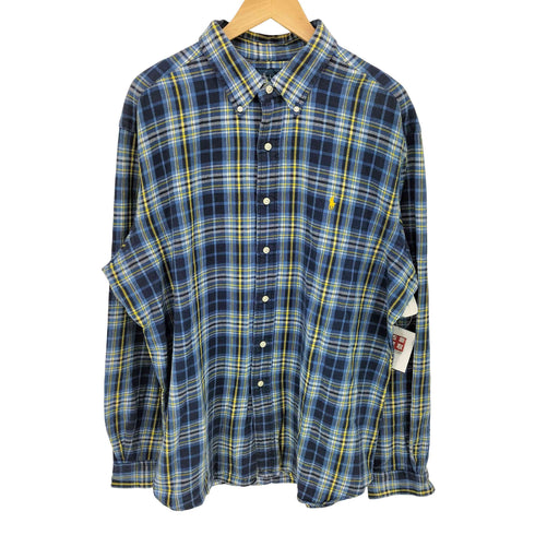 ラルフローレン RALPH LAUREN 90s CLASSIC FIT ポニー刺繍 チェック ヘビーネル ボタンダウンシャツ メンズ import:XL XL