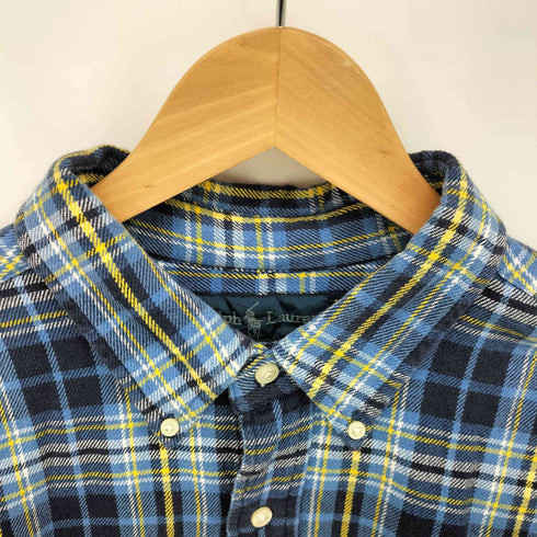 ラルフローレン RALPH LAUREN 90s CLASSIC FIT ポニー刺繍 チェック ヘビーネル ボタンダウンシャツ メンズ import:XL XL