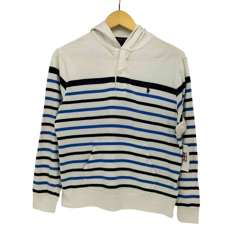 ポロラルフローレン POLO RALPH LAUREN ボーダー ハーフボタン プルオーバーパーカー メンズ import:L