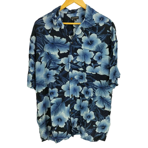ジョージ GEORGE 00S ハイビスカス ループカラー S/S アロハシャツ メンズ import:L
