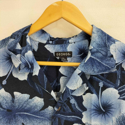 ジョージ GEORGE 00S ハイビスカス ループカラー S/S アロハシャツ メンズ import:L