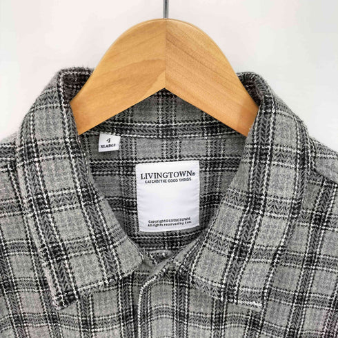 LIVINGTOWN 半袖 ヘビーネル チェックシャツ メンズ import:XL