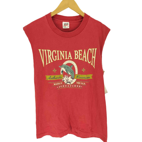 アンビル Anvil 90S バータグ USA製 裾シングルステッチ VERGINIA BEACH イルカ プリント タンクトップ メンズ import:M