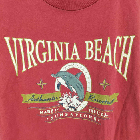 アンビル Anvil 90S バータグ USA製 裾シングルステッチ VERGINIA BEACH イルカ プリント タンクトップ メンズ import:M