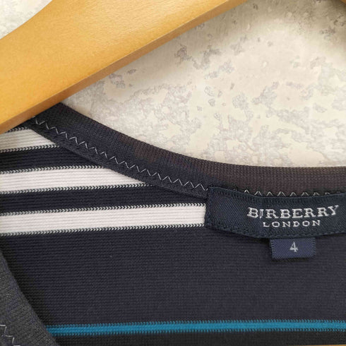 バーバリーロンドン BURBERRY LONDON ロゴ刺繍 キーネックボーダートップス レディース JPN:4