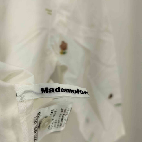 マドモアゼルノンノン mademoiselle NON NON ノーカラー 七分袖 総柄シャツ レディース