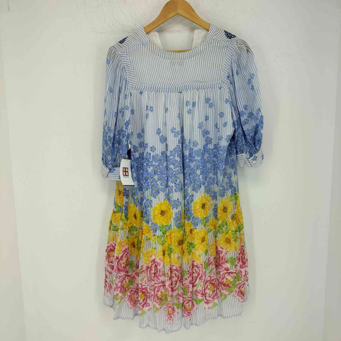 Derhy ストライプ刺繍レーヨンワンピース レディース import:M
