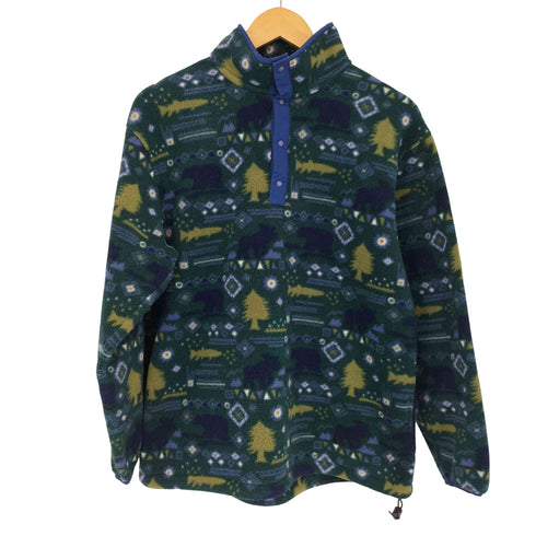 エルエルビーン L.L.Bean 80s-90s 総柄 ハーフボタン スナップT フリースジャケット メンズ