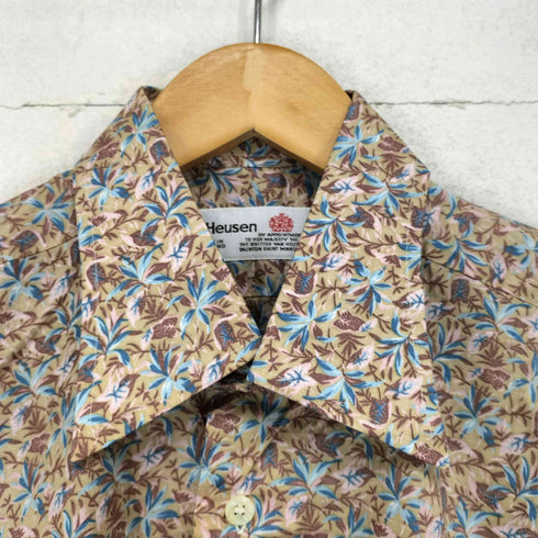 ヴァンヒューゼン VAN HEUSEN MADE IN ENGLAND 1ワラント 総柄コットンシャツ メンズ 16/35