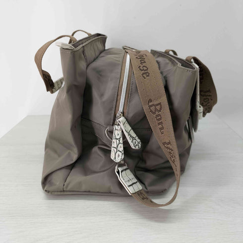 mayamaya クロコ型押し×ナイロン コンビ ハンドバッグ レディース