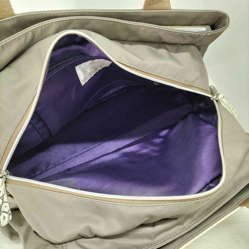 mayamaya クロコ型押し×ナイロン コンビ ハンドバッグ レディース
