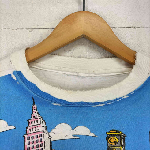 1993 1994 90s 袖裾シングル 両面キャラクタープリントクルーネックTシャツ メンズ