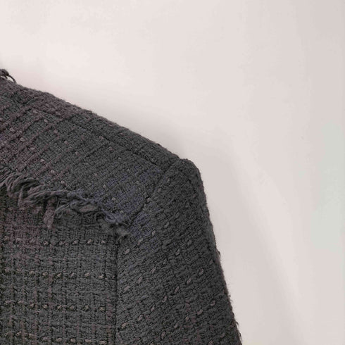 ザラ ZARA ツイード ボタンレス ノーカラー テーラードジャケット レディース import:M