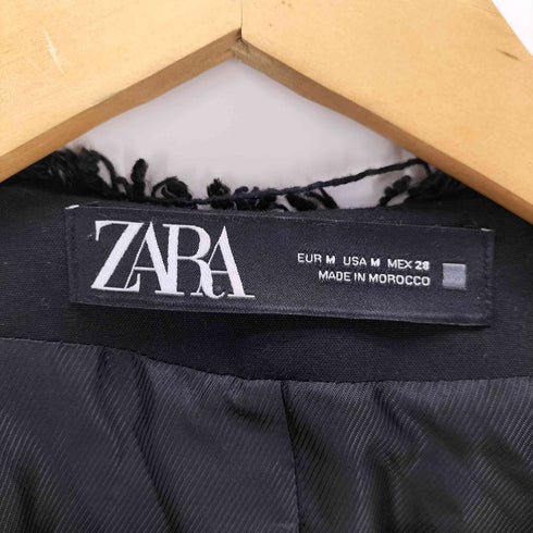 ザラ ZARA ツイード ボタンレス ノーカラー テーラードジャケット レディース import:M