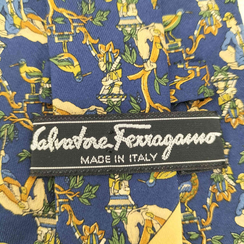 サルヴァトーレフェラガモ Salvatore Ferragamo イタリア製 総柄シルクネクタイ メンズ