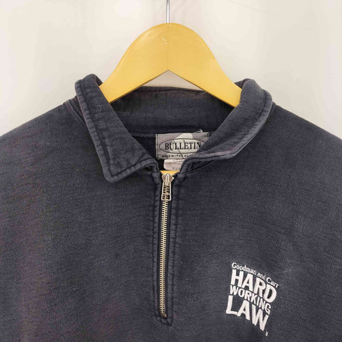 90S カナダ製 HARD WORKING LAN ロゴ刺繍 ハーフジップスウェット メンズ import:M