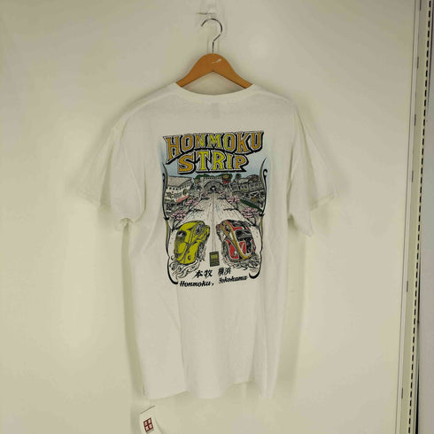MOONEYES x FLAT4 HONMOKU STRIP T-shirt 本牧 ストリップ Tシャツ メンズ import:L
